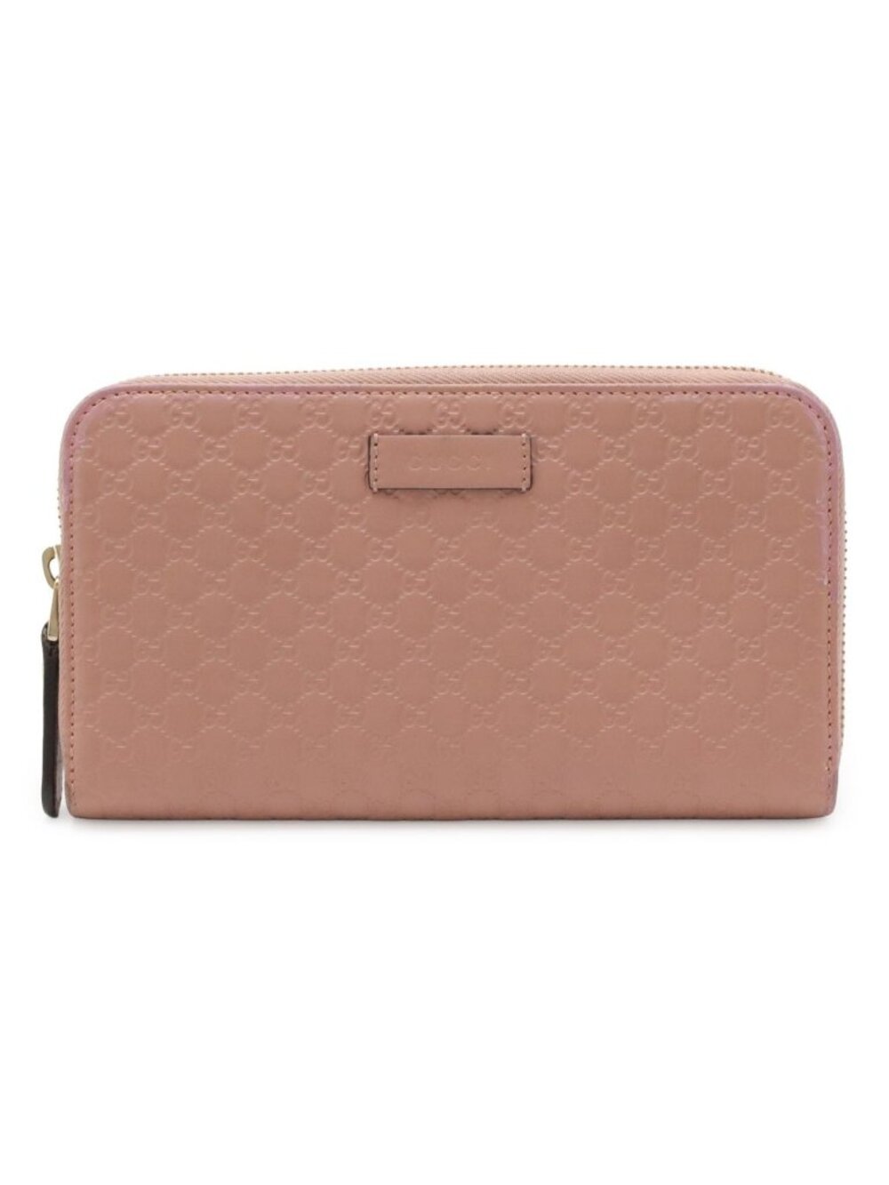 Gucci Micro Guccissima Zip Around Wallet Leather Pink Gold